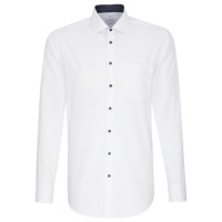Chemise Seidensticker REGULAR UNI POPELINE blanc avec col Business Kent en coupe moderne