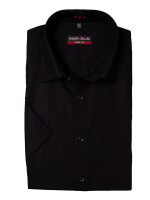 Marvelis BODY FIT Hemd UNI POPELINE schwarz mit New York Kent Kragen in schmaler Schnittform