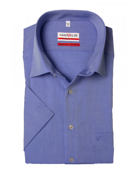 Camicia Marvelis MODERN FIT CHAMBRAY blu medio con Nuovo Kent collar in taglio moderno