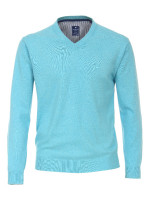 Redmond Pullover REGULAR FIT MELANGE hellblau mit V-Ausschnitt Kragen in klassischer Schnittform