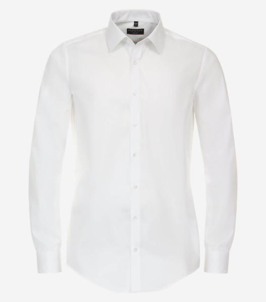 Camicia Redmond SLIM FIT UNI POPELINE bianco con Kent collar in taglio stretto