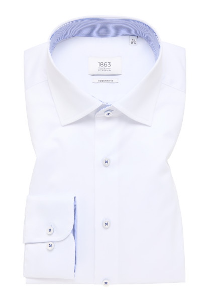 Camicia Eterna MODERN FIT TWILL bianco con Kent classico collar in taglio moderno