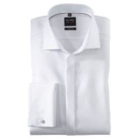 Camicia OLYMP Level Five soirée body fit FAUX UNI bianco con Royal Kent collar in taglio stretto