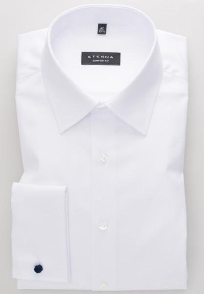 Eterna Hemd COMFORT FIT TWILL weiss mit Basic Kent Kragen in klassischer Schnittform
