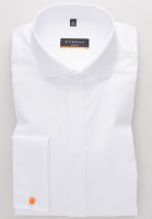 Camicia Eterna SLIM FIT TWILL bianco con Spaccato  collar in taglio stretto