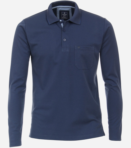 Polo Redmond REGULAR FIT UNI STRETCH blu scuro con Spaccato collar in taglio classico