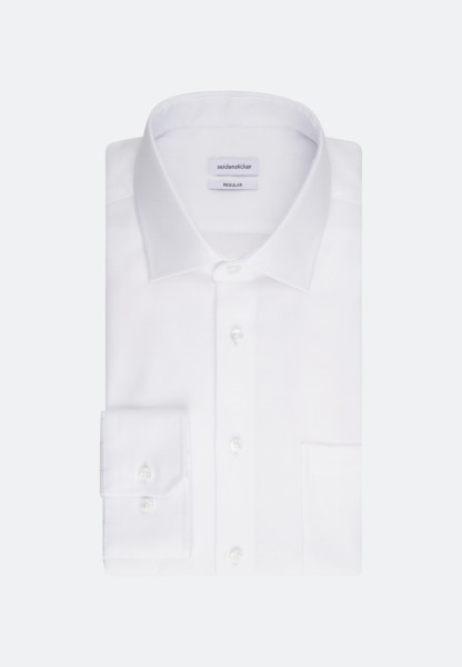 Chemise Seidensticker REGULAR FIT TWILL blanc avec col Business Kent en coupe classique