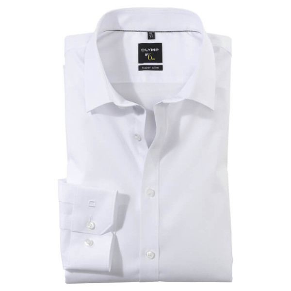 Chemise OLYMP No. Six super slim UNI POPELINE blanc avec col Urban Kent en coupe super étroite