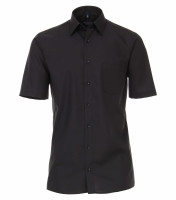 Chemise CASAMODA COMFORT FIT UNI POPELINE noir avec col Kent en coupe classique