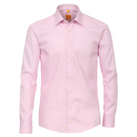 Redmond MODERN FIT Hemd UNI POPELINE rosa mit Kent Kragen in moderner Schnittform