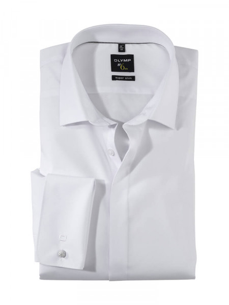 Chemise OLYMP SUPER SLIM UNI STRETCH blanc avec col Urban Kent en coupe super étroite