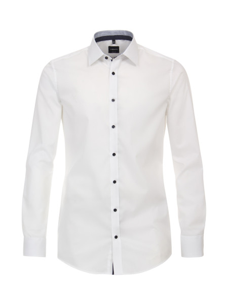 Camicia Venti BODY FIT UNI POPELINE bianco con Kent collar in taglio stretto