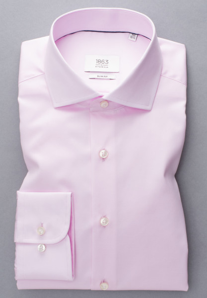 Camicia Eterna SLIM FIT TWILL rosa con Spaccato collar in taglio stretto