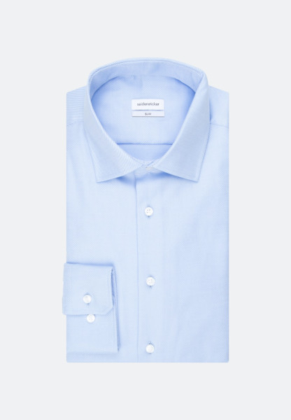 Seidensticker Hemd SLIM FIT TWILL hellblau mit Business Kent Kragen in schmaler Schnittform