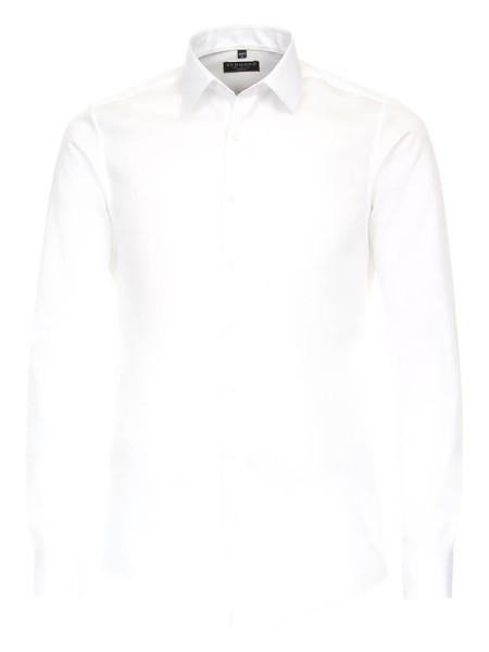 Chemise Redmond SLIM FIT TWILL blanc avec col Kent en coupe étroite