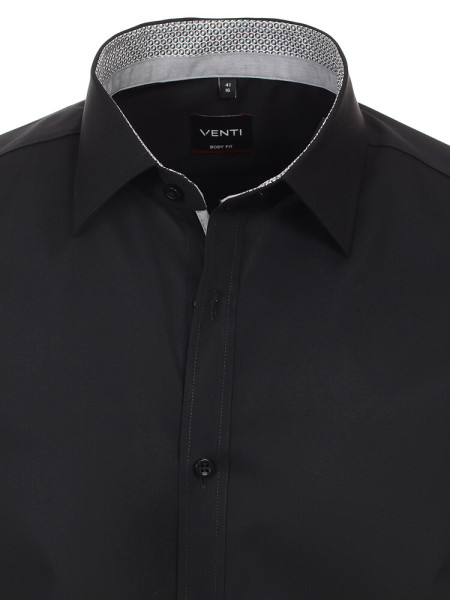 VENTI Slim Fit Hemd Schwarz Kent Easy Care  - Ansicht 1