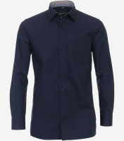 Chemise CasaModa COMFORT FIT UNI POPELINE bleu foncé avec col Kent en coupe classique