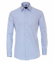 Chemise Venti MODERN FIT UNI POPELINE bleu clair avec col Kent en coupe moderne