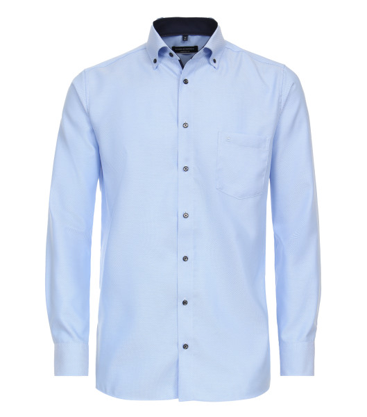 CASAMODA Hemd COMFORT FIT STRUKTUR hellblau mit Button Down Kragen in klassischer Schnittform
