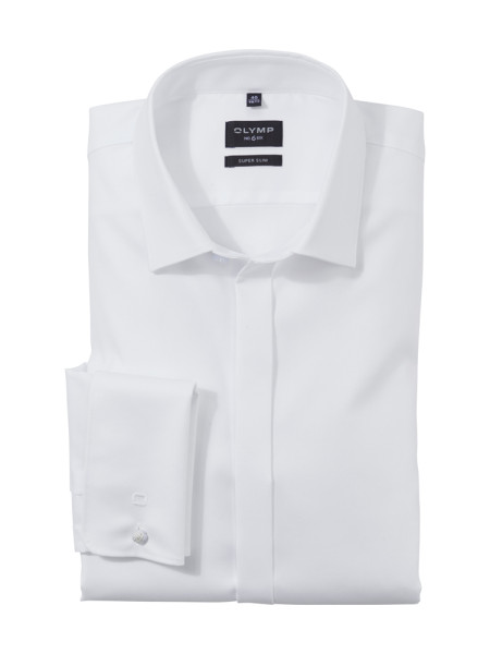 Chemise Olymp SUPER SLIM TWILL blanc avec col Urban Kent en coupe super étroite