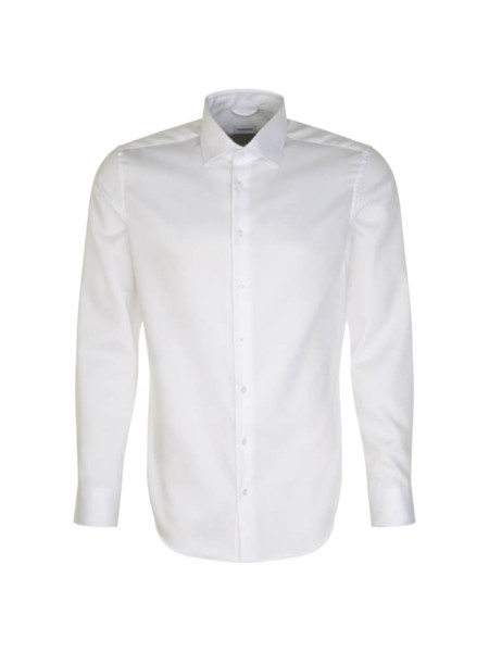 Camicia Seidensticker SLIM TWILL bianco con Nuovo Kent collar in taglio stretto