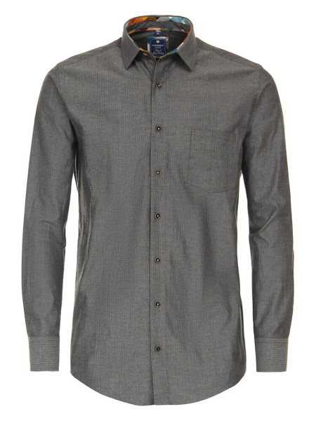 Camicia Redmond REGULAR FIT TWILL grigio con Button Down collar in taglio classico