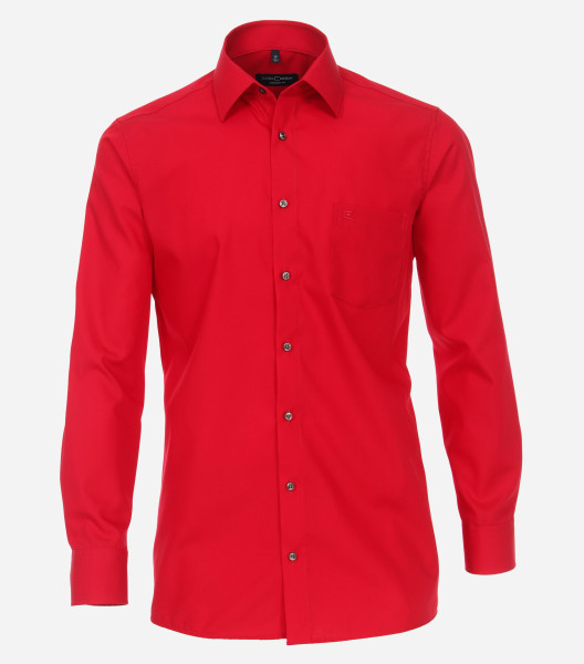 Camicia CasaModa COMFORT FIT UNI POPELINE rosso con Kent collar in taglio classico