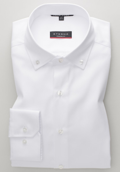 Camicia Eterna MODERN FIT TWILL bianco con Button Down collar in taglio moderno