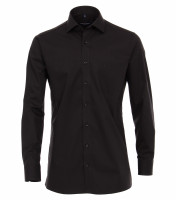 Camicia CASAMODA MODERN FIT UNI POPELINE nero con Kent collar in taglio moderno