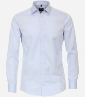 Chemise Venti MODERN FIT TWILL bleu clair avec col Kent en coupe moderne