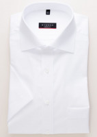 Chemise Eterna MODERN FIT UNI POPELINE blanc avec col Kent en coupe moderne