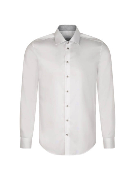 Chemise Seidensticker SLIM TWILL blanc avec col Business Kent en coupe étroite