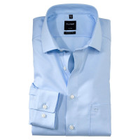 Camicia OLYMP Luxor modern fit TWILL azzurro con Global Kent collar in taglio moderno