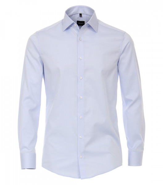 Chemise Venti MODERN FIT UNI POPELINE bleu clair avec col Kent en coupe moderne