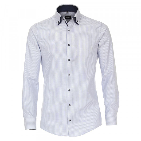 Chemise Venti MODERN FIT STRUCTURE bleu moyen avec col Button Down en coupe moderne