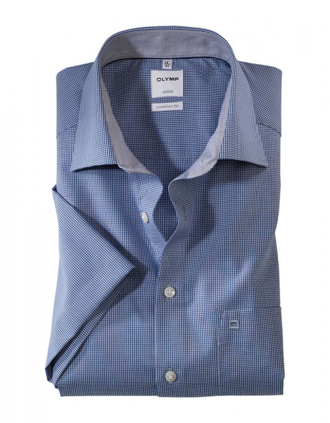 Camicia OLYMP COMFORT FIT STRUTTURA blu scuro con Nuovo Kent collar in taglio classico