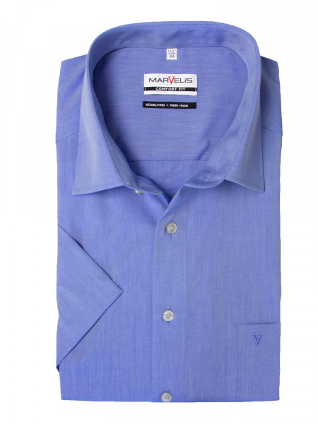 Camicia Marvelis COMFORT FIT CHAMBRAY blu medio con Nuovo Kent collar in taglio classico