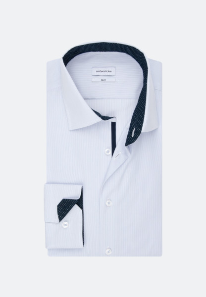 Camicia Seidensticker SLIM FIT UNI POPELINE azzurro con Business Kent collar in taglio stretto