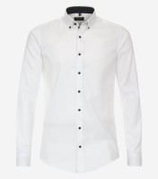 Chemise Redmond SLIM FIT STRUCTURE blanc avec col Button Down en coupe étroite