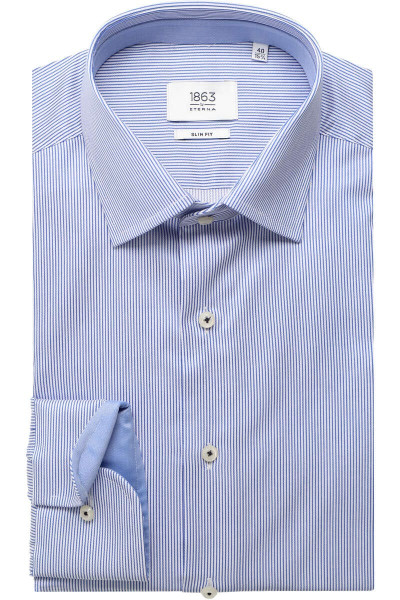Camicia Eterna SLIM FIT TWILL blu medio con Kent classico collar in taglio stretto