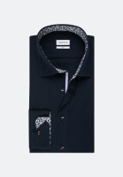 Seidensticker Hemd SLIM FIT UNI POPELINE dunkelblau mit Business Kent Kragen in schmaler Schnittform