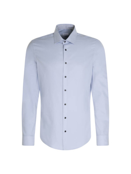 Camicia Seidensticker SLIM TWILL azzurro con Business Kent collar in taglio stretto