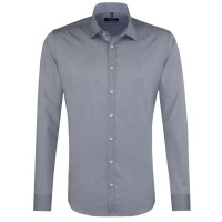 Camicia Seidensticker X-SLIM CHAMBRAY grigio con Business Kent collar in taglio super stretta