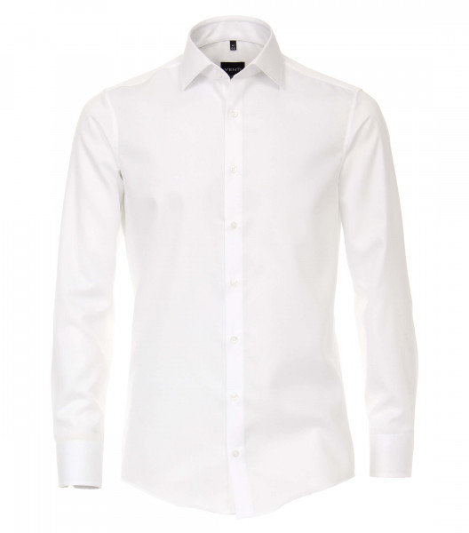 Chemise Venti MODERN FIT UNI POPELINE blanc avec col Kent en coupe moderne