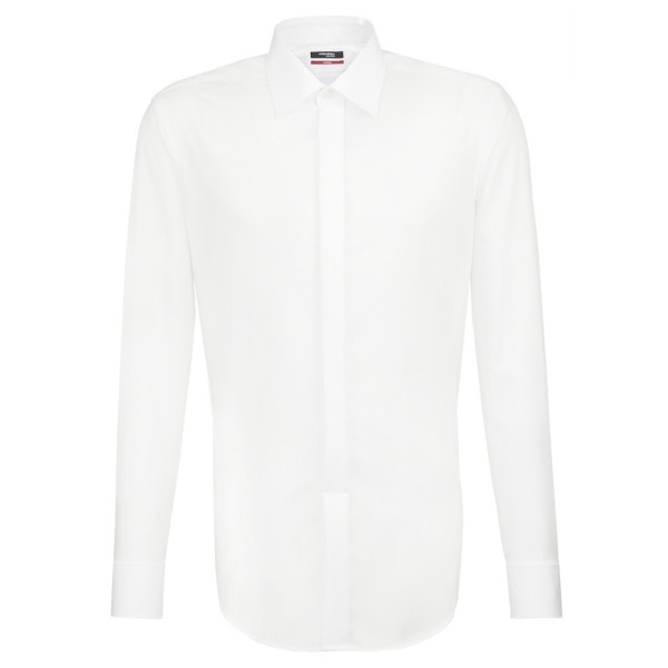 Chemise Seidensticker REGULAR UNI POPELINE blanc avec col Business Kent Party en coupe moderne