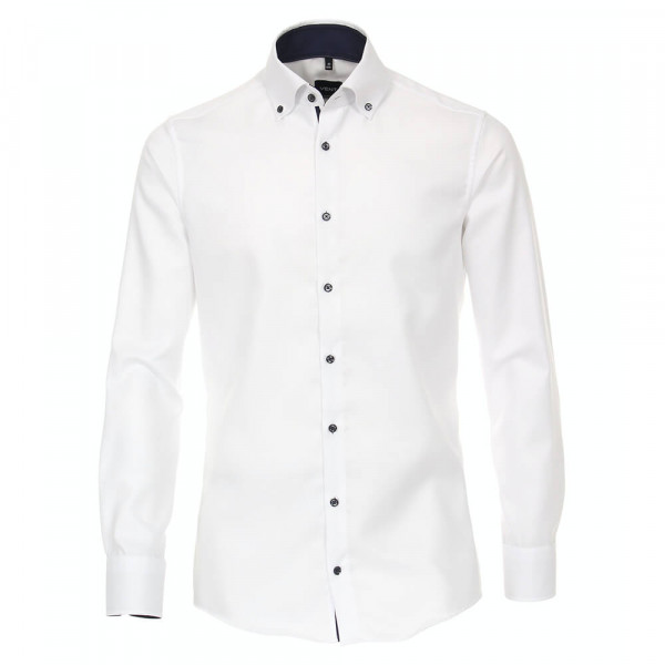 Venti Hemd MODERN FIT STRUKTUR weiss mit Button Down Kragen in moderner Schnittform