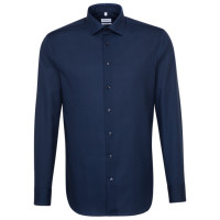 Camicia Seidensticker SHAPED UNI POPELINE blu scuro con Business Kent collar in taglio moderno