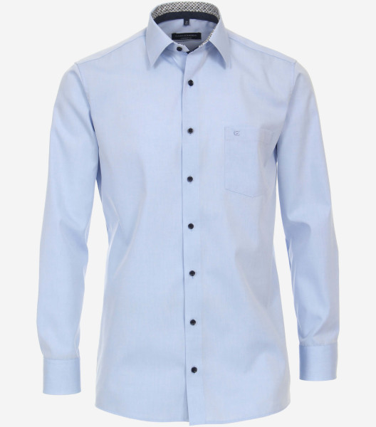 Chemise CasaModa COMFORT FIT UNI POPELINE bleu clair avec col Kent en coupe classique