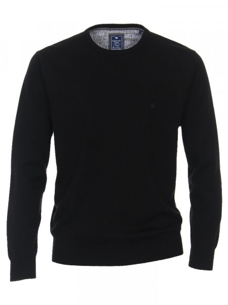 Pullover Redmond REGULAR FIT MELANGE nero con Collo rotondo collar in taglio classico