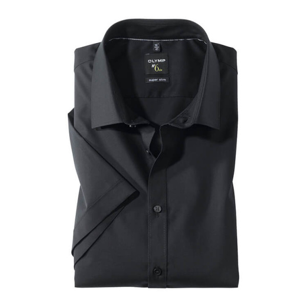 Camicia OLYMP No. Six super slim UNI POPELINE nero con Urban Kent collar in taglio super stretta